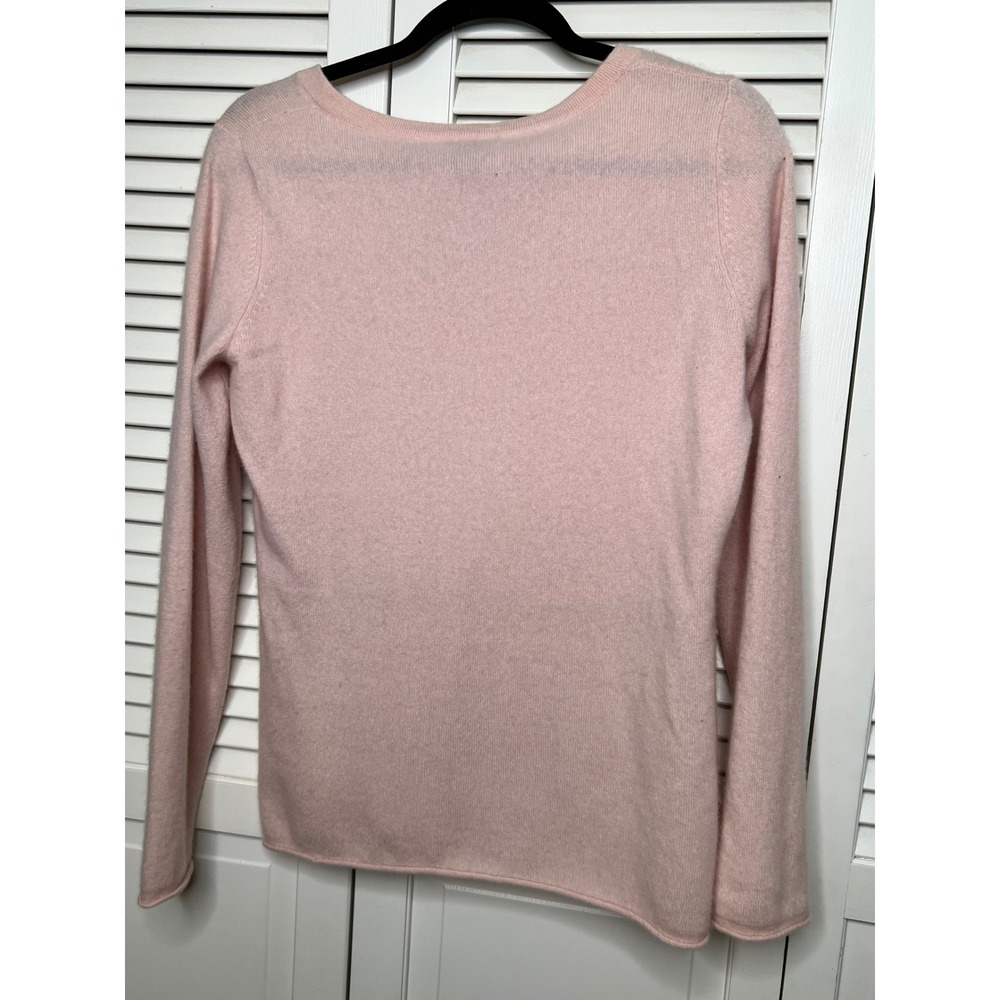 100% Cashmere V Neck Sweater XL Pink Balletcore Coquette Quiet Luxury - Picture 4 of 6